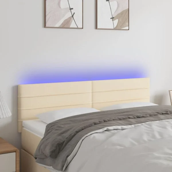 Top ventes VidaXL Tête De Lit à LED Crème 144x5x78/88 Cm Tissu 1