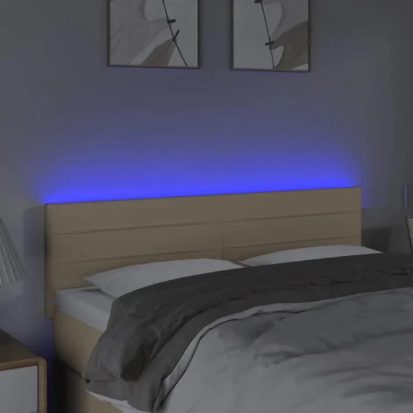 Top ventes VidaXL Tête De Lit à LED Crème 144x5x78/88 Cm Tissu 3
