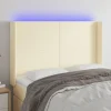 boutiqued pas cher VidaXL Tête De Lit à LED Crème 147x16x118/128 Cm Similicuir 19