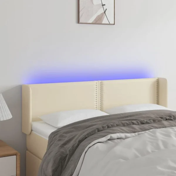 VidaXL Tête De Lit à LED Crème 147x16x78/88 Cm Similicuir à prix d'occasion 1