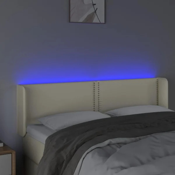 VidaXL Tête De Lit à LED Crème 147x16x78/88 Cm Similicuir à prix d'occasion 4