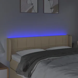 VidaXL Tête De Lit à LED Crème 147x16x78/88 Cm Tissu Meilleur Service 11