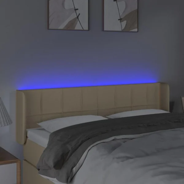 VidaXL Tête De Lit à LED Crème 147x16x78/88 Cm Tissu Meilleur Service 4