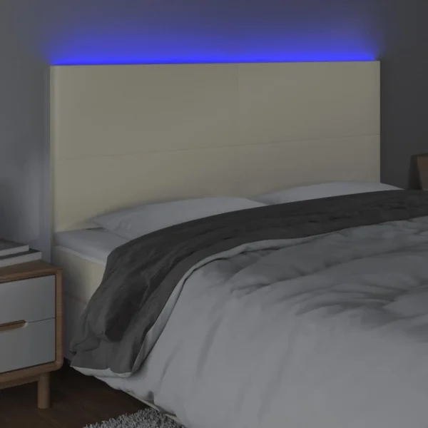 VidaXL Tête De Lit à LED Crème 160x5x118/128 Cm Similicuir magasin en ligne 3