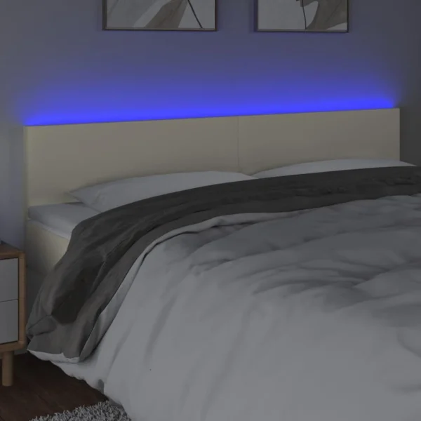 VidaXL Tête De Lit à LED Crème 160x5x78/88 Cm Similicuir grande promotion 3