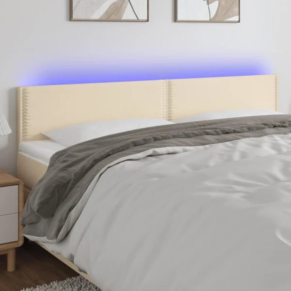 Boutique VidaXL Tête De Lit à LED Crème 160x5x78/88 Cm Tissu 1