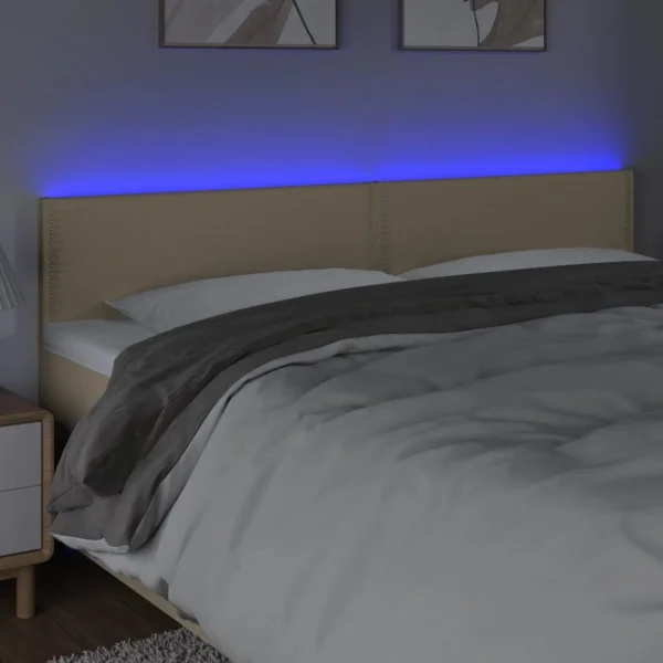 Boutique VidaXL Tête De Lit à LED Crème 160x5x78/88 Cm Tissu 3