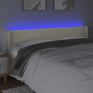 Retour gratuit en magasin. VidaXL Tête De Lit à LED Crème 163x16x78/88 Cm Similicuir 11