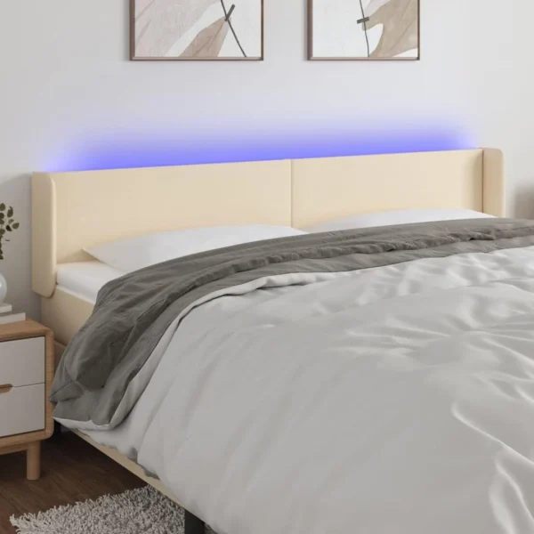 REMISE VidaXL Tête De Lit à LED Crème 163x16x78/88 Cm Tissu 1