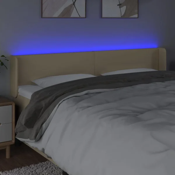 REMISE VidaXL Tête De Lit à LED Crème 163x16x78/88 Cm Tissu 4