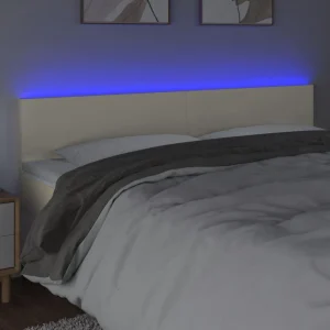 VidaXL Tête De Lit à LED Crème 200x5x78/88 Cm Similicuir en vente 9