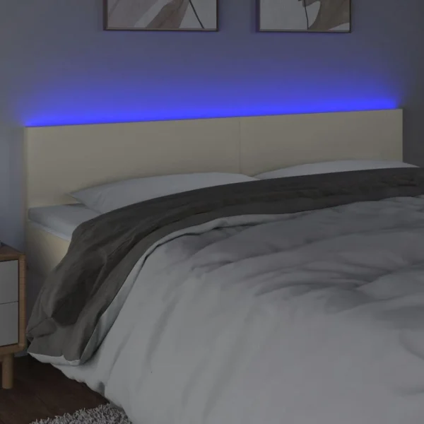 VidaXL Tête De Lit à LED Crème 200x5x78/88 Cm Similicuir en vente 3