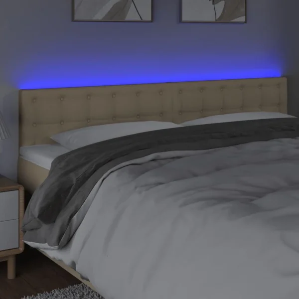soldes officiel VidaXL Tête De Lit à LED Crème 200x5x78/88 Cm Tissu 3