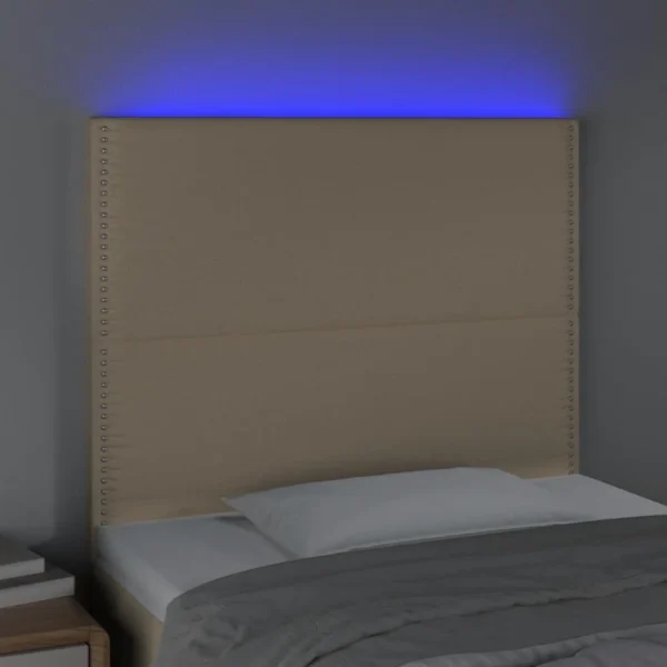 mode pas chere VidaXL Tête De Lit à LED Crème 90x5x118/128 Cm Tissu 3