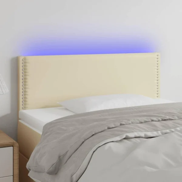 site officiel VidaXL Tête De Lit à LED Crème 90x5x78/88 Cm Similicuir 1