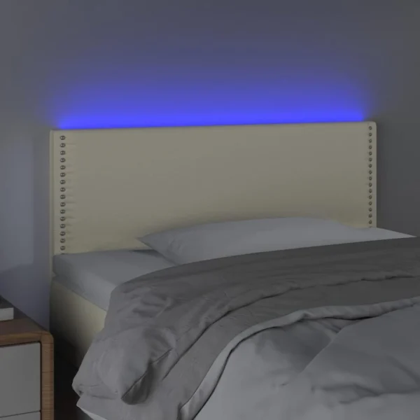 site officiel VidaXL Tête De Lit à LED Crème 90x5x78/88 Cm Similicuir 3
