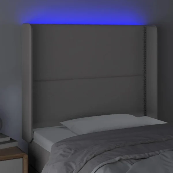 beauté VidaXL Tête De Lit à LED Gris 103x16x118/128 Cm Similicuir 4