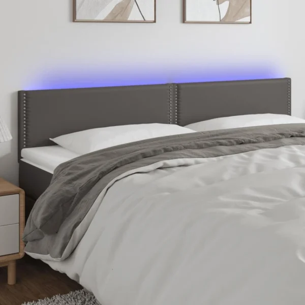 VidaXL Tête De Lit à LED Gris 160x5x78/88 Cm Similicuir soldes officiel 1