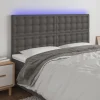 VidaXL Tête De Lit à LED Gris 200x5x118/128 Cm Similicuir à prix très bas 17