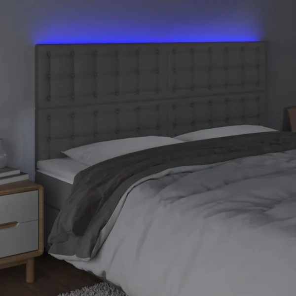 VidaXL Tête De Lit à LED Gris 200x5x118/128 Cm Similicuir à prix très bas 3
