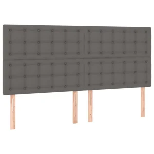 VidaXL Tête De Lit à LED Gris 200x5x118/128 Cm Similicuir à prix très bas 11