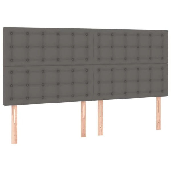 VidaXL Tête De Lit à LED Gris 200x5x118/128 Cm Similicuir à prix très bas 4