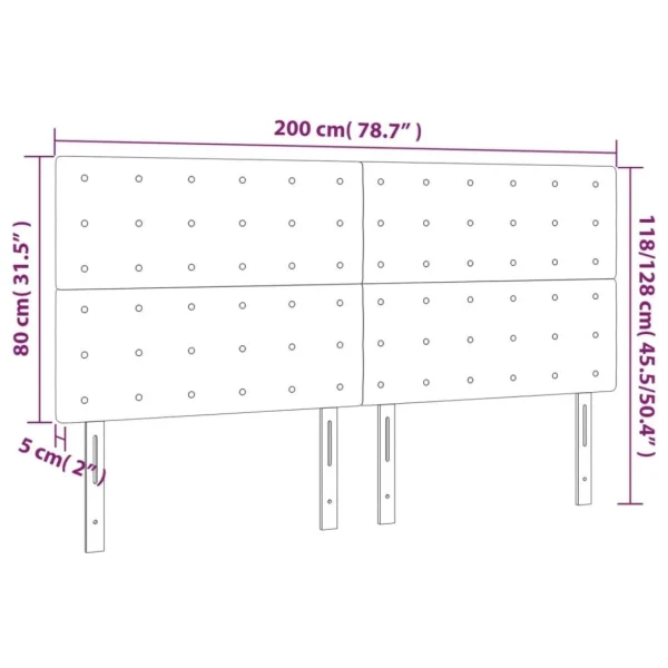 VidaXL Tête De Lit à LED Gris 200x5x118/128 Cm Similicuir à prix très bas 6