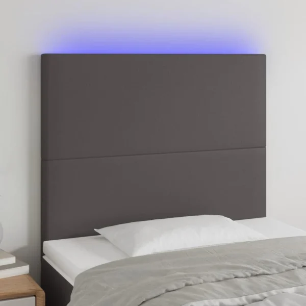 Achat VidaXL Tête De Lit à LED Gris 80x5x118/128 Cm Similicuir 1