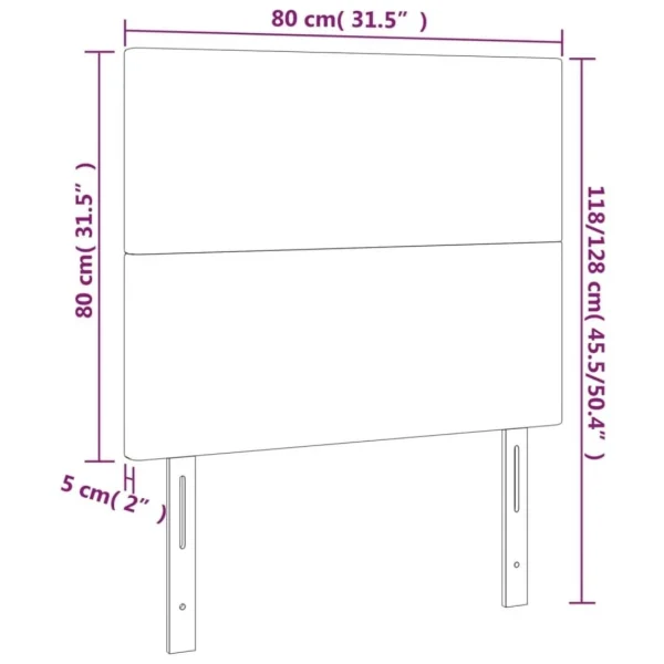 Achat VidaXL Tête De Lit à LED Gris 80x5x118/128 Cm Similicuir 6