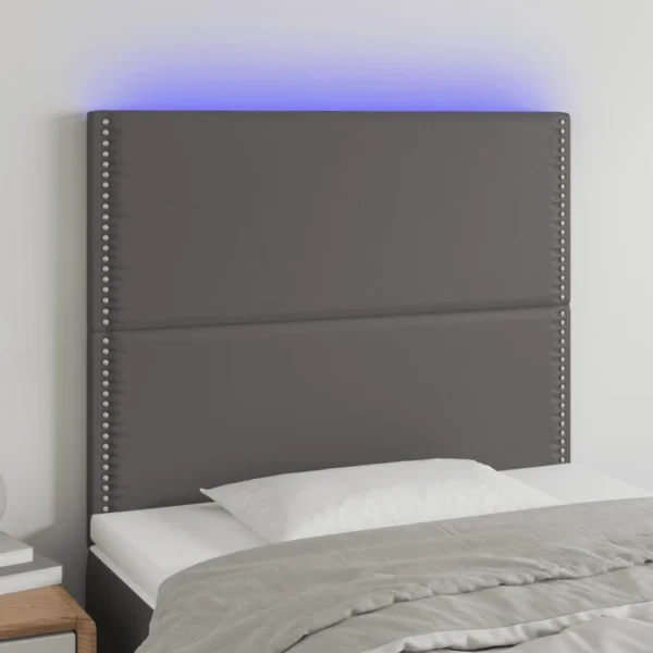 VidaXL Tête De Lit à LED Gris 90x5x118/128 Cm Similicuir Nouvelle Collection 1