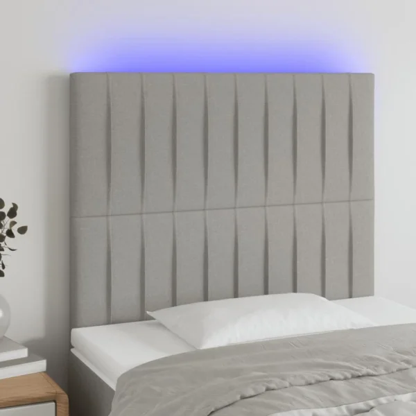 VidaXL Tête De Lit à LED Gris Clair 100x5x118/128 Cm Tissu boutique en ligne 1