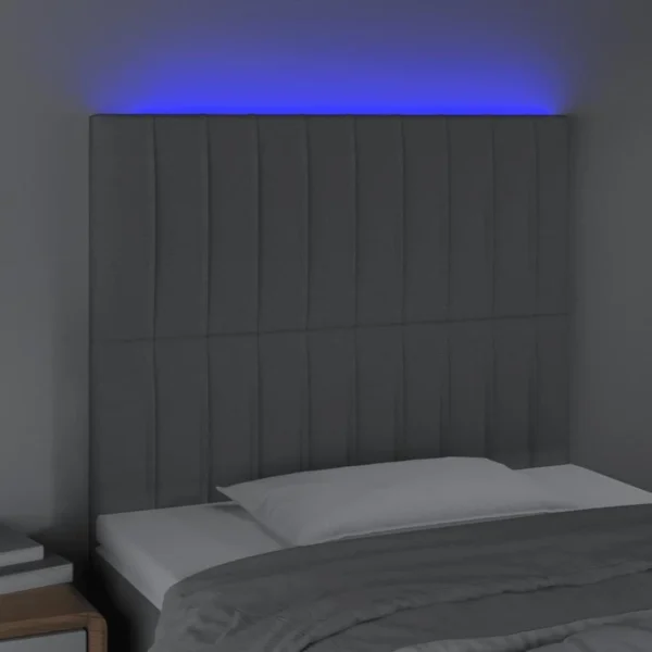 VidaXL Tête De Lit à LED Gris Clair 100x5x118/128 Cm Tissu boutique en ligne 3