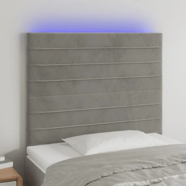Promotio de vente VidaXL Tête De Lit à LED Gris Clair 100x5x118/128 Cm Velours 1