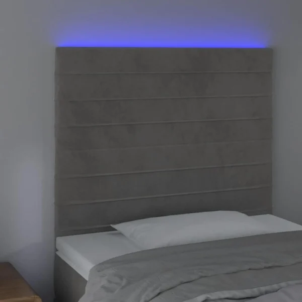 Promotio de vente VidaXL Tête De Lit à LED Gris Clair 100x5x118/128 Cm Velours 3