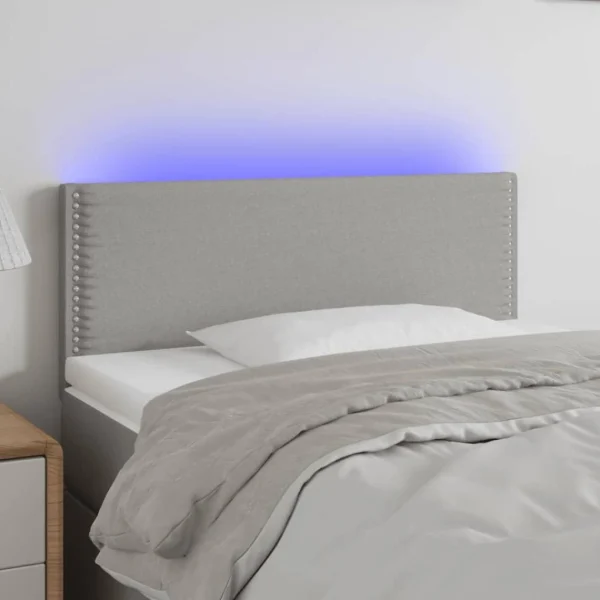 VidaXL Tête De Lit à LED Gris Clair 100x5x78/88 Cm Tissu prix abordable 1