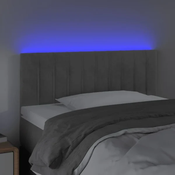 pas cher VidaXL Tête De Lit à LED Gris Clair 100x5x78/88 Cm Velours 3