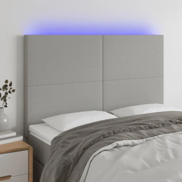 VidaXL Tête De Lit à LED Gris Clair 144x5x118/128 Cm Tissu Meilleur Service 1