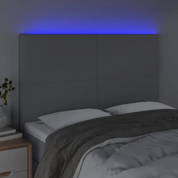 VidaXL Tête De Lit à LED Gris Clair 144x5x118/128 Cm Tissu Meilleur Service 3