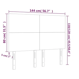 VidaXL Tête De Lit à LED Gris Clair 144x5x118/128 Cm Tissu Meilleur Service 15