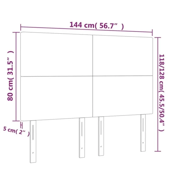 VidaXL Tête De Lit à LED Gris Clair 144x5x118/128 Cm Tissu Meilleur Service 6
