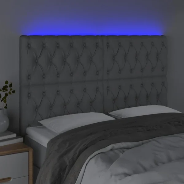 Vente VidaXL Tête De Lit à LED Gris Clair 144x7x118/128 Cm Tissu 3