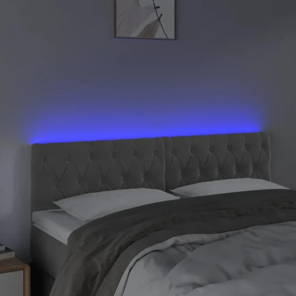vente pas cher en ligne VidaXL Tête De Lit à LED Gris Clair 144x7x78/88 Cm Velours 3
