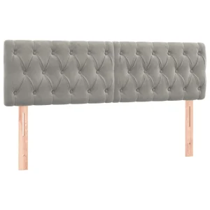 vente pas cher en ligne VidaXL Tête De Lit à LED Gris Clair 144x7x78/88 Cm Velours 11