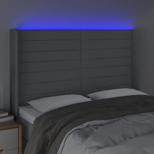 prix pas cher VidaXL Tête De Lit à LED Gris Clair 147x16x118/128 Cm Tissu 4