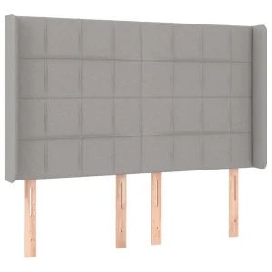 achat pas cher VidaXL Tête De Lit à LED Gris Clair 147x16x118/128 Cm Tissu 9