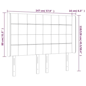 achat pas cher VidaXL Tête De Lit à LED Gris Clair 147x16x118/128 Cm Tissu 15