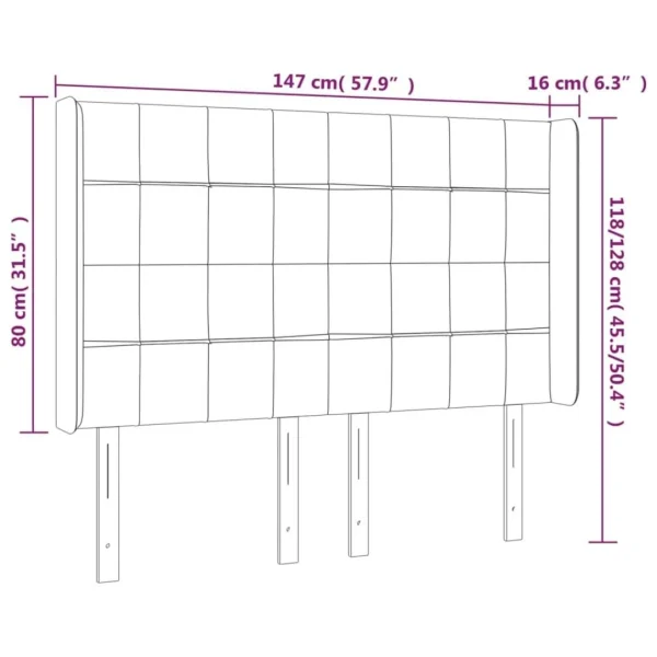 achat pas cher VidaXL Tête De Lit à LED Gris Clair 147x16x118/128 Cm Tissu 6