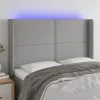 Meilleur Prix Garanti VidaXL Tête De Lit à LED Gris Clair 147x16x118/128 Cm Tissu 14
