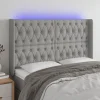 boutique en ligne france VidaXL Tête De Lit à LED Gris Clair 147x16x118/128 Cm Tissu 14