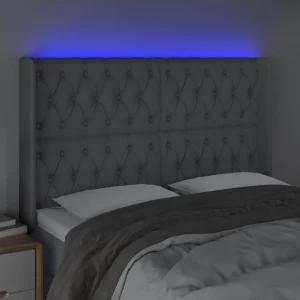 boutique en ligne france VidaXL Tête De Lit à LED Gris Clair 147x16x118/128 Cm Tissu 11